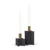 Pia Matte Black with Brushed Gold Metal Taper Candleholder (Set of 2) thumbnail 0