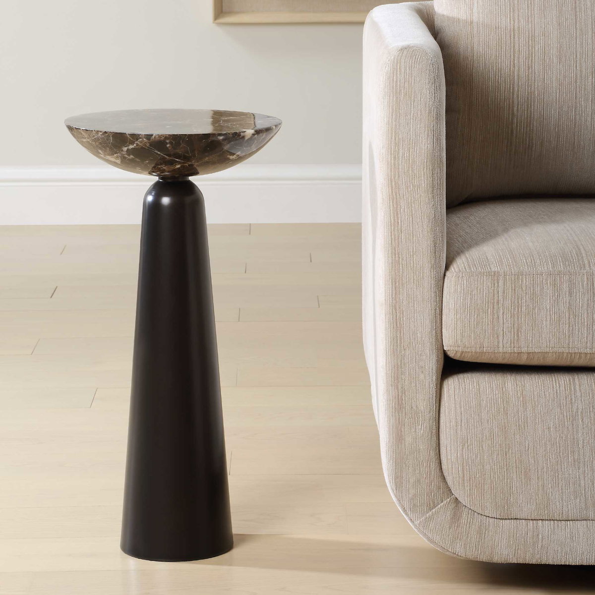Hastings Brown Marble Accent Table, Side & End Table by Uttermost, 11" width x 22" height x 11" depth View 4