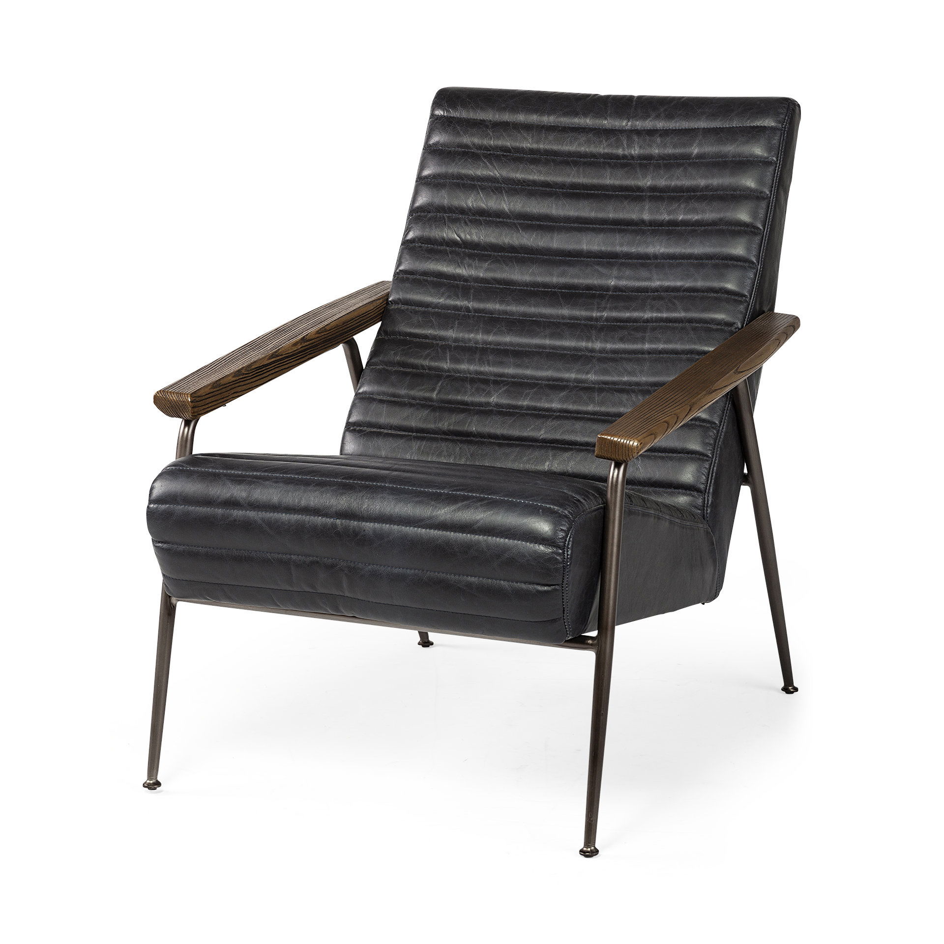 Grosjean Black Leather Wrap Metal Frame Accent Chair large image 