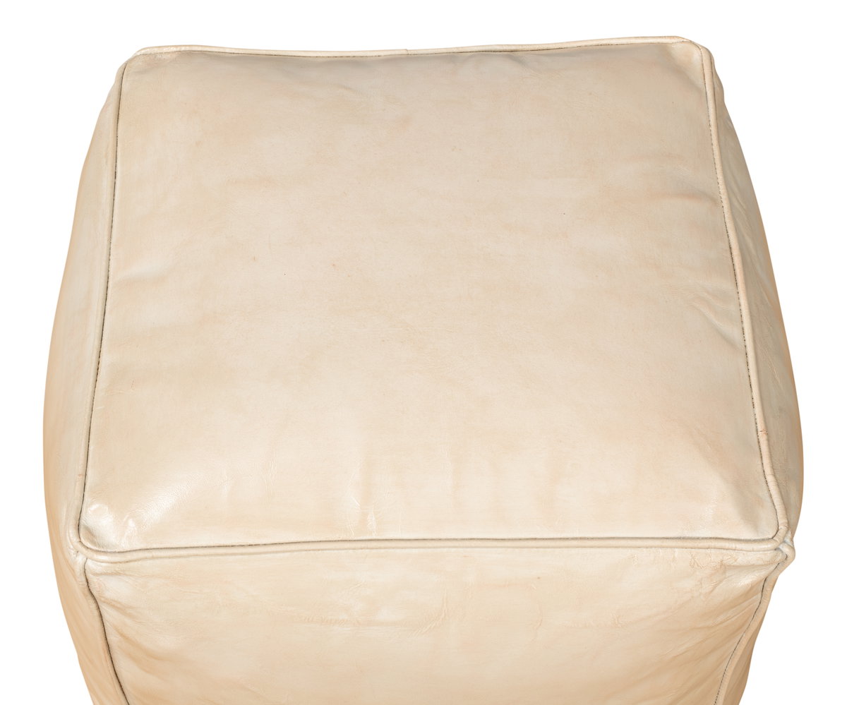 Sunday Afternoon Leather Cube  Taupe, by Sarreid, 1'3" length x 1'3" width x 1'4" height View 10