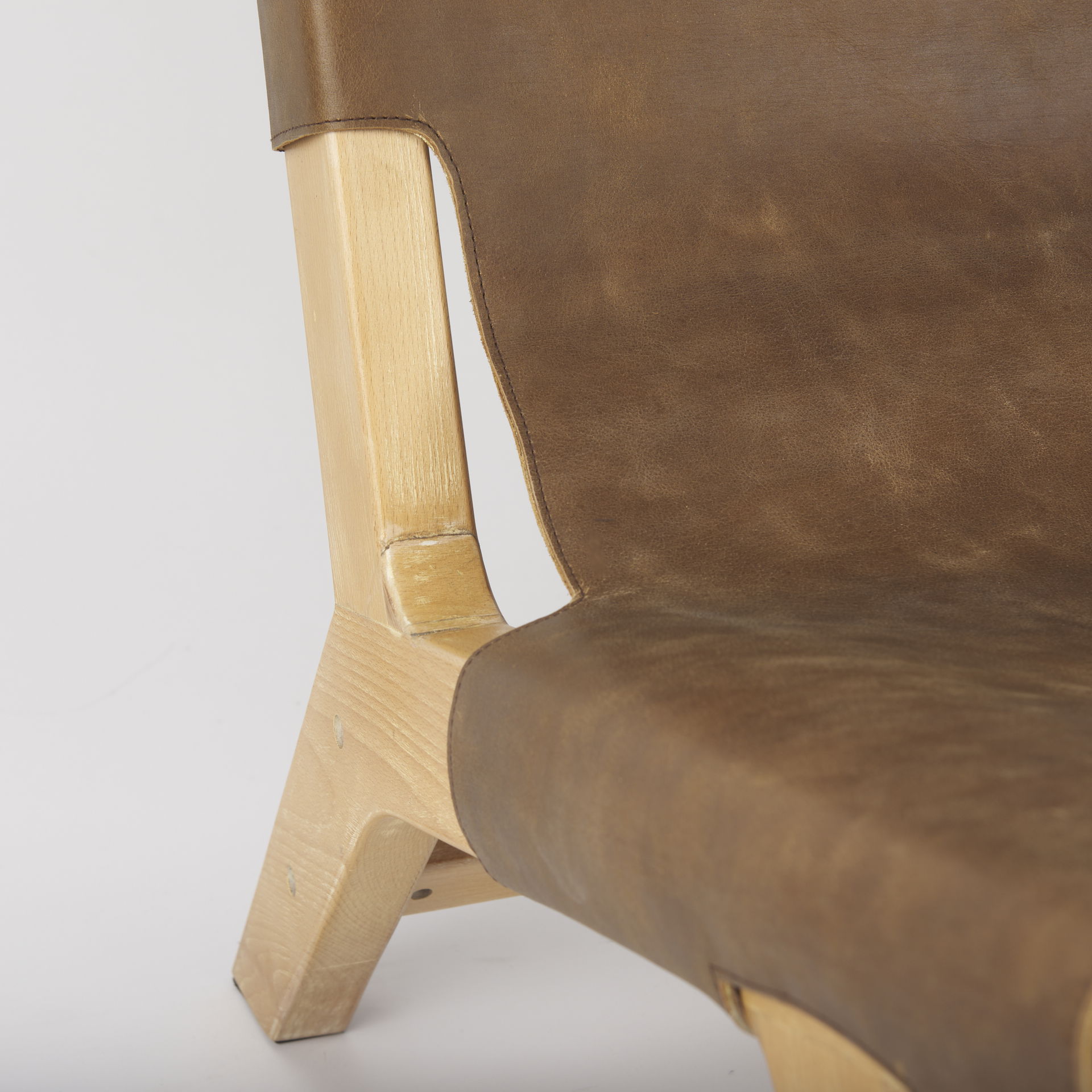 Elodie 24.4L x 33.9W x 30.7H Brown Leather with Natural Beech Wood Frame Accent Chair large image 