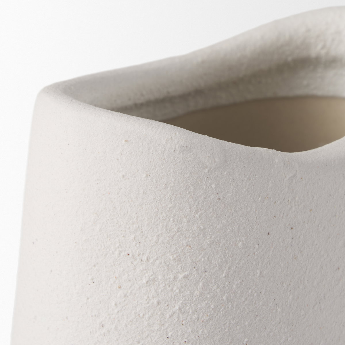 Darian Tall Textured Matte White Ceramic Vase, by Mercana, 5.71" length x 3.94" width x 11.02" height View 11