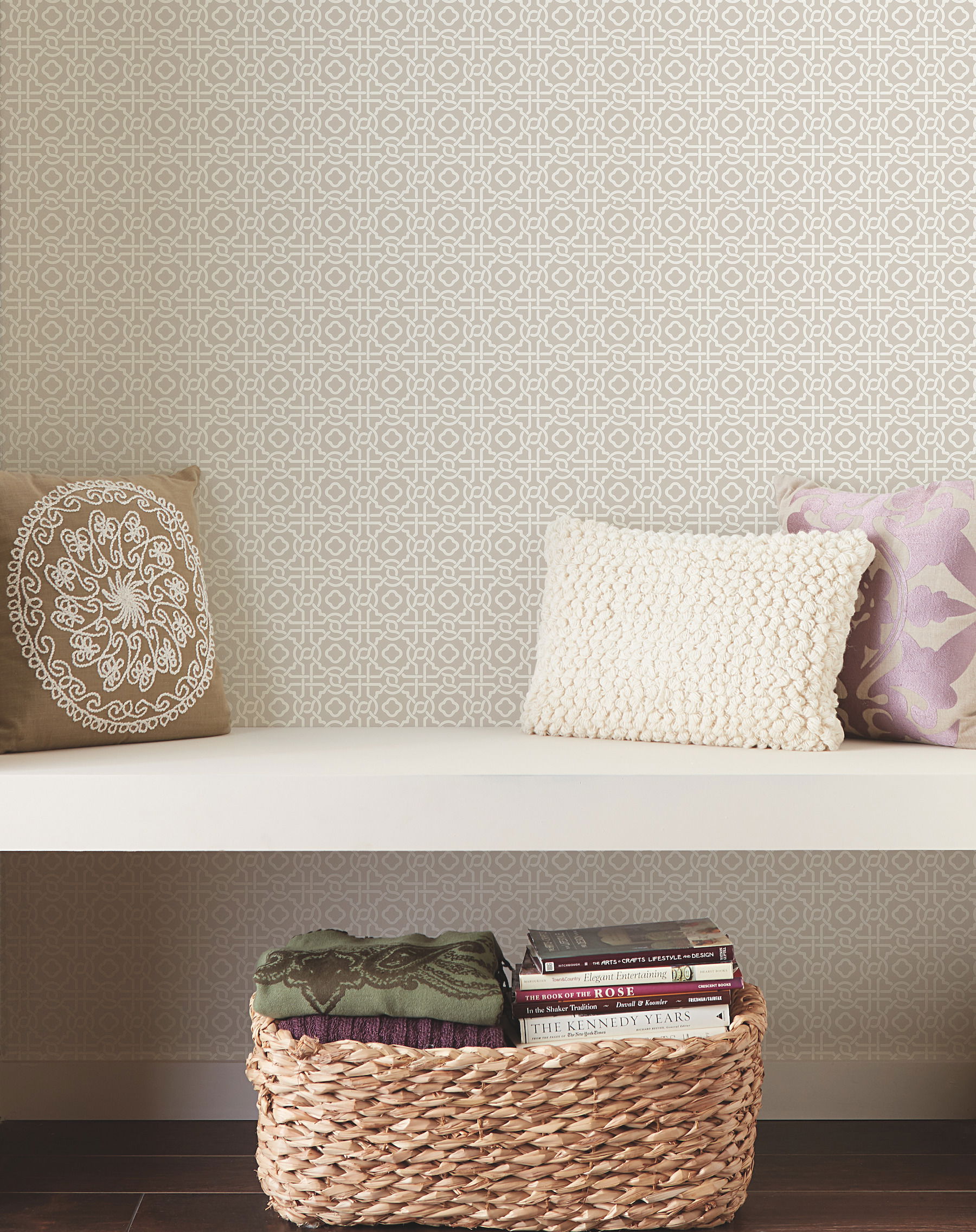Pergola Lattice Taupe Wallpaper large image 