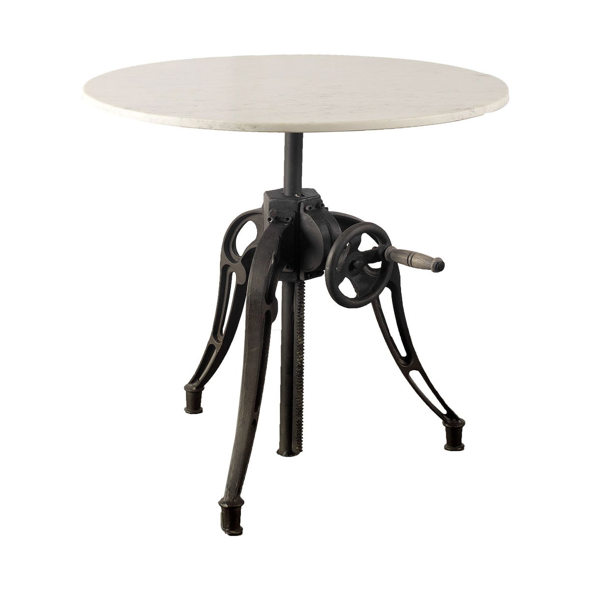 Emslie 30' Round Dining Table | Modern | White Marble & Black Metal | Seats 2, by Mercana, 30" length x 30" width x 31" height View 1