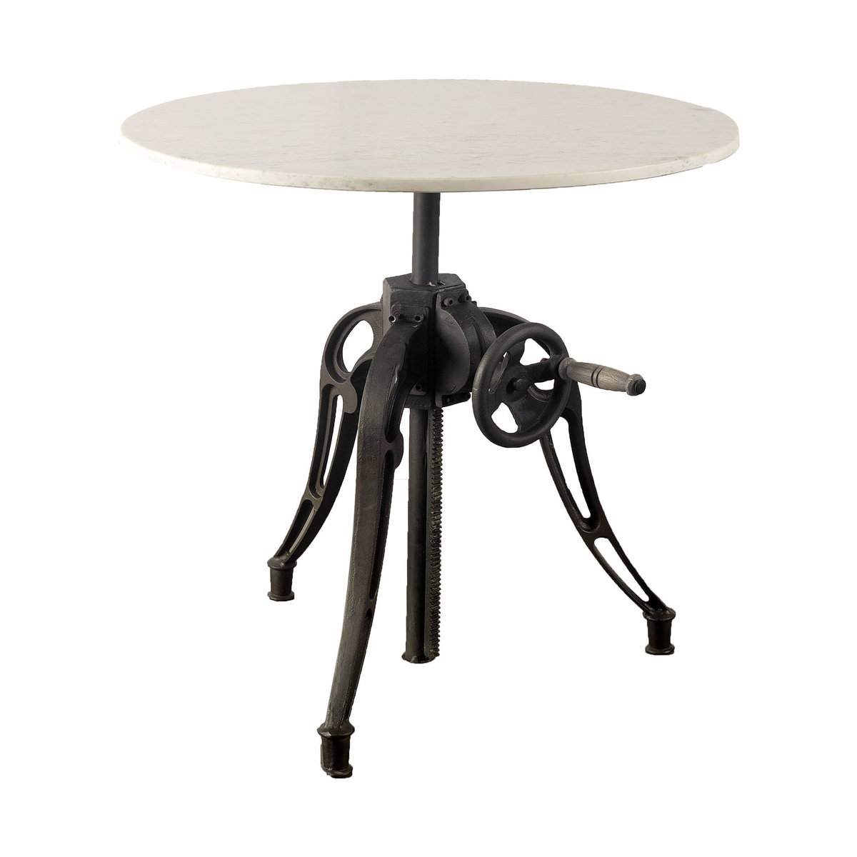 Emslie 30' Round Dining Table | Modern | White Marble & Black Metal | Seats 2, by Mercana, 30" length x 30" width x 31" height View 1
