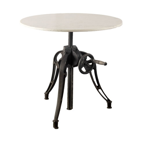 Emslie 30" Round Dining Table | Modern | White Marble & Black Metal | Seats 2