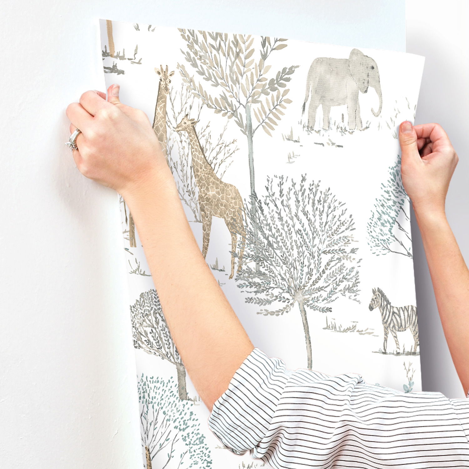 On the Savanna Neutral Wallpaper large image 