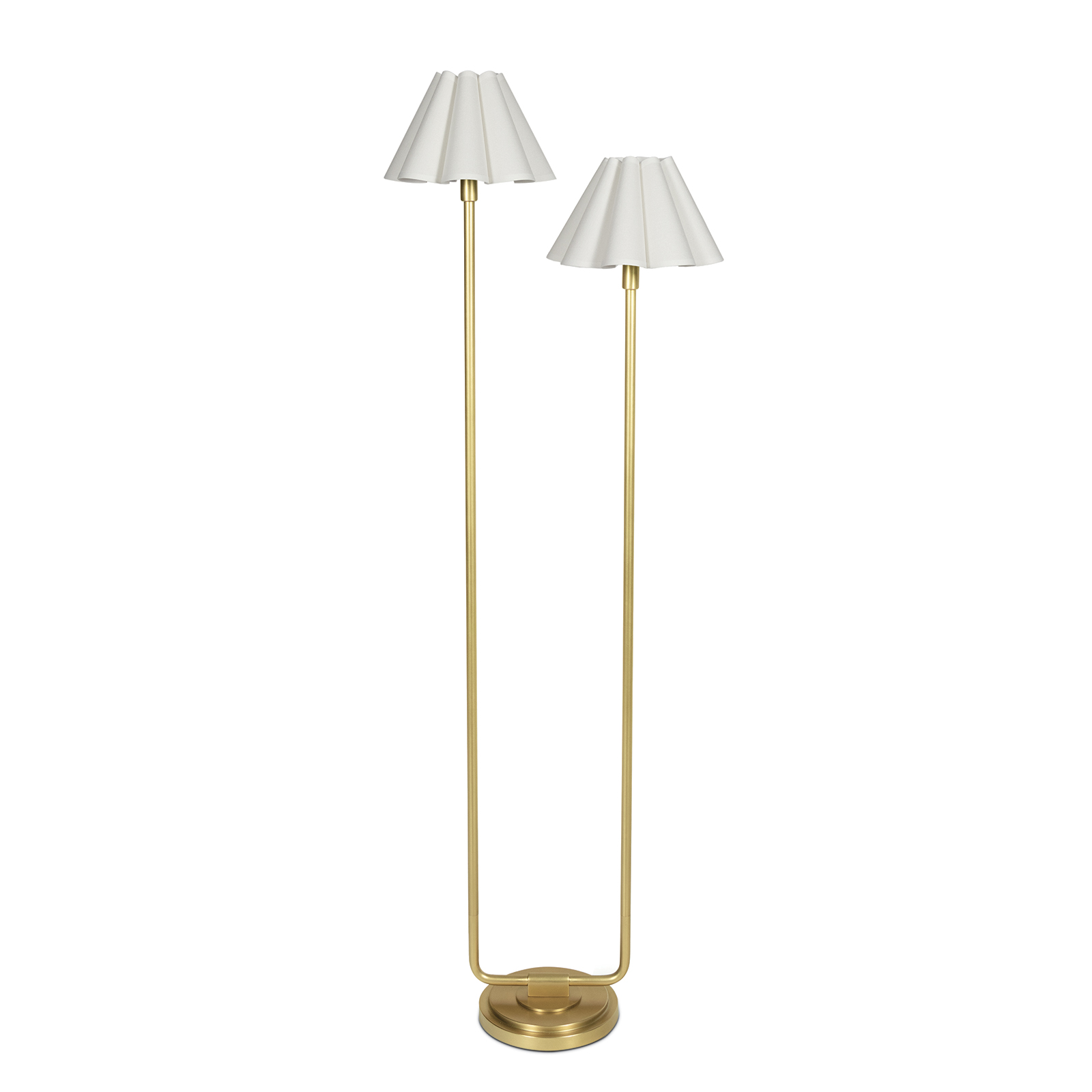 Online Designer Living Room Polly Floor Lamp (Natural Brass with White Scalloped Shade)