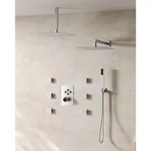 Online Designer Bathroom Thermostatic Dual Showerheads System, 12" High-Pressure Rainfall Shower Faucet with Handheld Spray and Body Jet SFS-1032-NK12