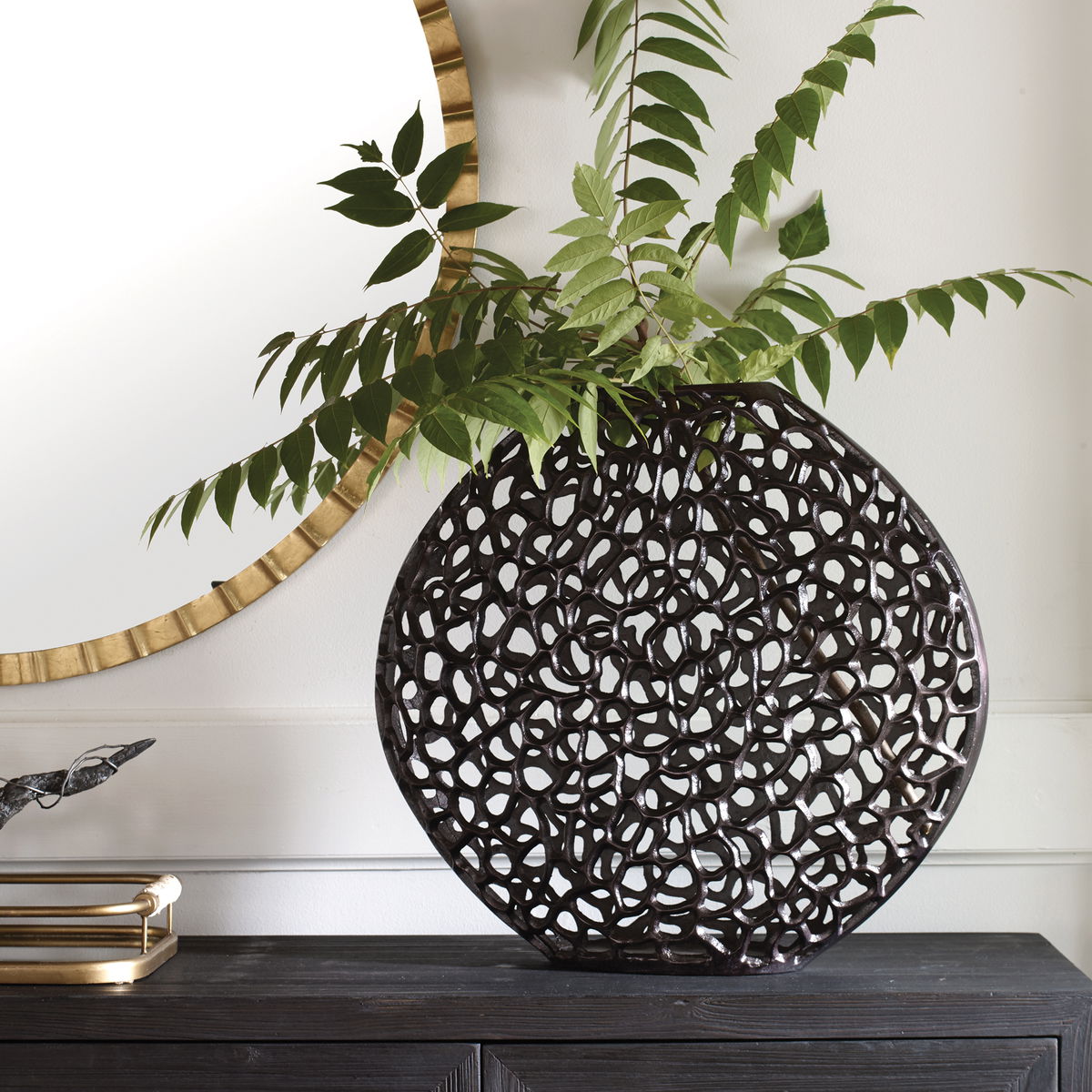 Web Dark Bronze Vase, by Uttermost, 22" width x 23.5" height x 6" depth View 2
