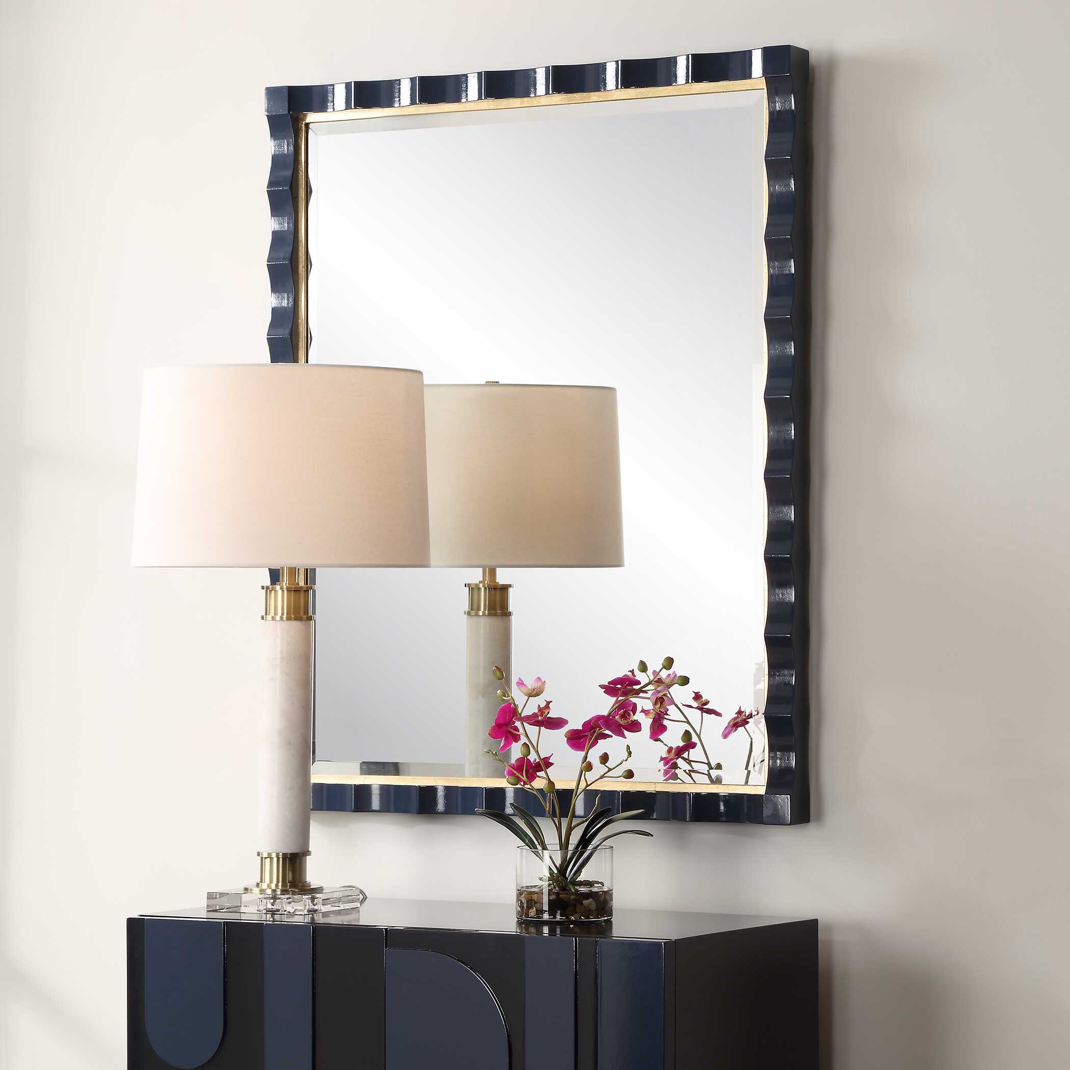 Gulf Navy Blue Mirror, by Uttermost, 31" width x 39" height x 2.25" depth View 4