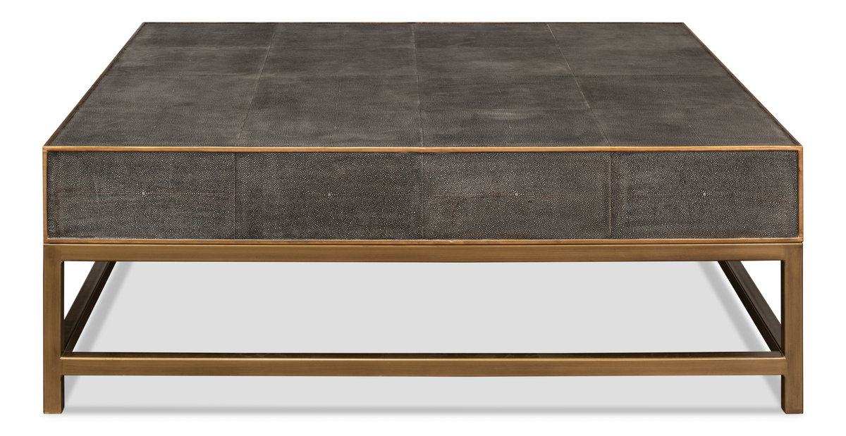 Gideon Shagreen Sq.Coffee Table Ant.Grey, by Sarreid, 4' length x 4' width x 1'5" height View 3