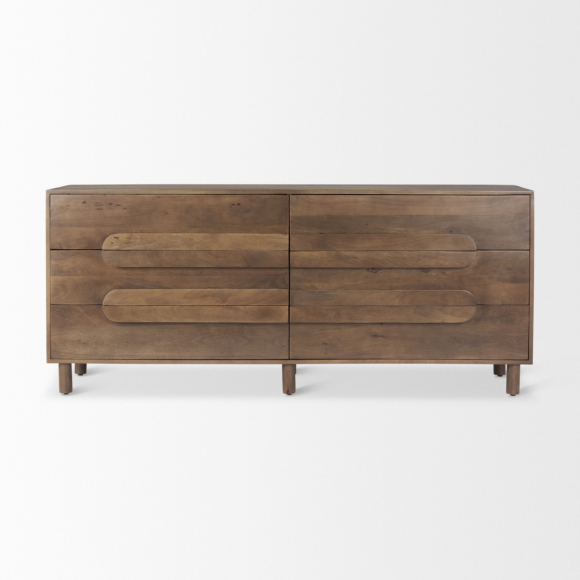 Astrid 71L x 17W x 30.3H Medium Brown Solid Wood 6 Drawer Sideboard, Sideboards & Buffet by Mercana, 71" length x 17" width x 30.25" height View 4