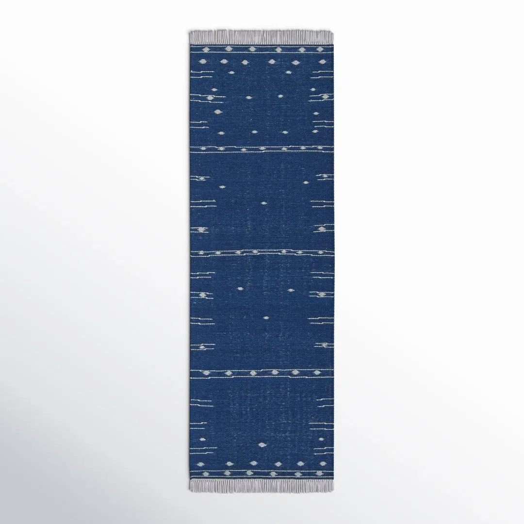 Calli Indoor/ Outdoor Geometric Blue/ White Area Rug large image 