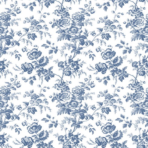Anemone Toile Navy Wallpaper