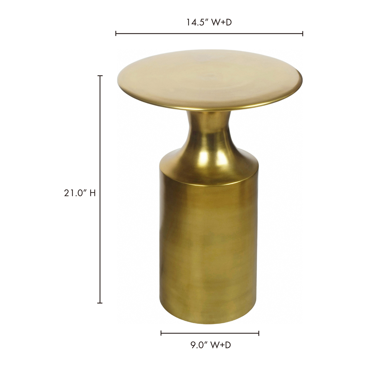 Rassa Accent Table Polished Zinc, Side & End Table by Moe's Home, 14.5" width x 21" height x 14.5" depth View 5
